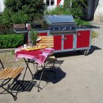 Outdoor Küche Iron mit Gas-Grill, Kochfeld, Spülbecken aus Edelstahl und Granit Arbeitsplatte