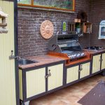 Outdoor Küchen Iron Gelb mit Grill und Kochfeld, zweitilig mit Beistellschrank