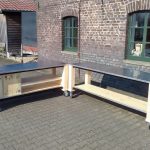 Zweiteilige Garten-Küchen Lux Holz Module mit Boiler und Kühlschrank